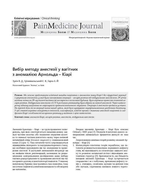 Choosing an anesthetic technique in pregnant women with Arnold – Chiari malformation