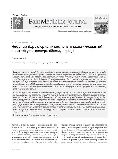 Нефопам гідрохлорид як компонент мультимодальної аналгезії у післяопераційному періоді